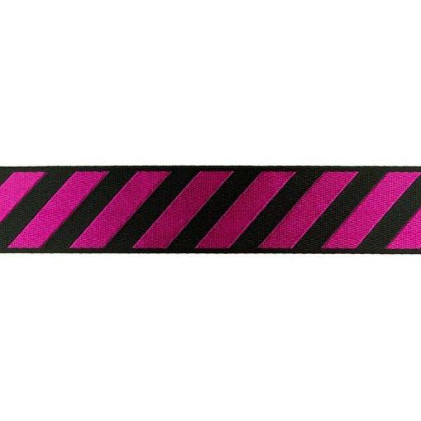 Gurtband 4 cm breit mit Streifen Schwarz/Fuchsie glänzend